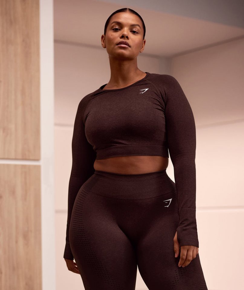 Przycięte Topy Gymshark Vital Seamless 2.0 Damskie Czekolada | PL 348DGR